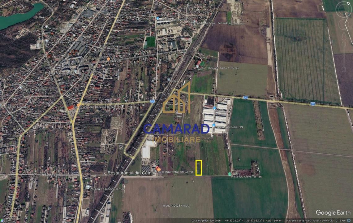 TEREN INTRAVILAN 3.870 MP – BUFTEA | ZONA TAMASI | FRONT STRADAL 32 ML