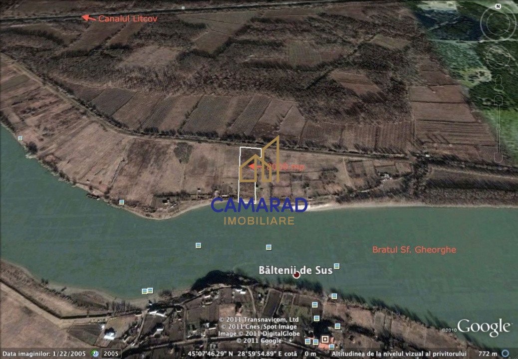 Teren de vânzare - deschidere la Dunare -Băltenii de Sus, comuna Beștepe, Tulcea