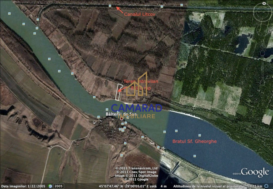 Teren de vânzare - deschidere la Dunare -Băltenii de Sus, comuna Beștepe, Tulcea