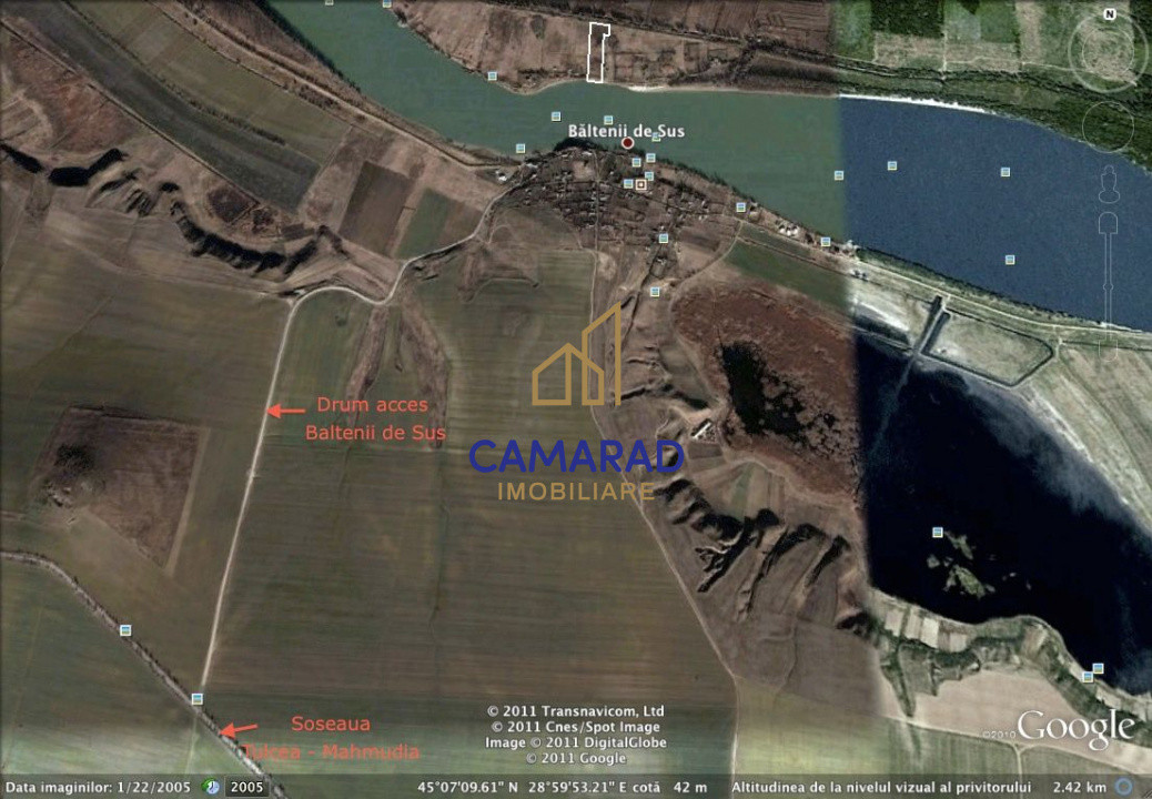 Teren de vânzare - deschidere la Dunare -Băltenii de Sus, comuna Beștepe, Tulcea