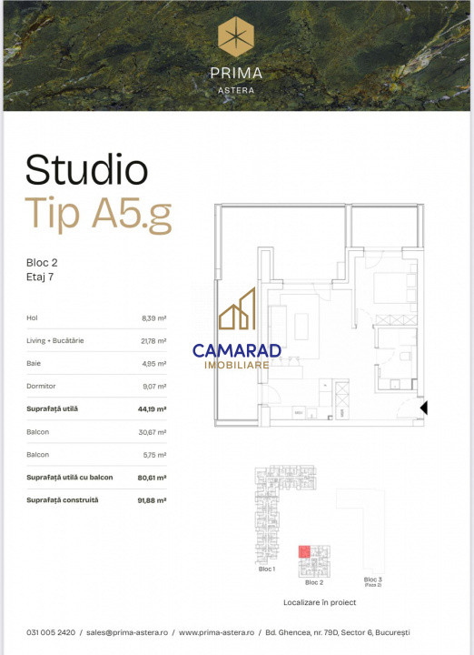 Prima Astera - Studiouri de Vanzare-Preturi mai mici decat la dezvoltator