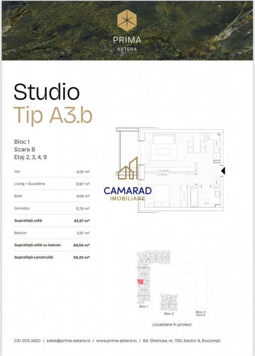 Prima Astera - Studiouri de Vanzare-Preturi mai mici decat la dezvoltator