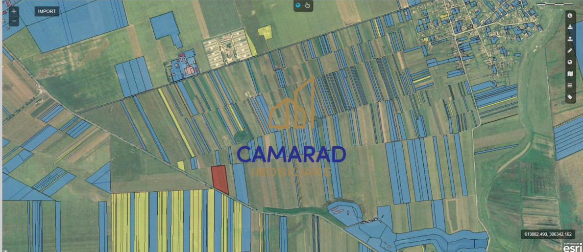 Teren de vanzare- deschidere DN4 138 m  –  Budesti, sat Gruiu - Calarasi